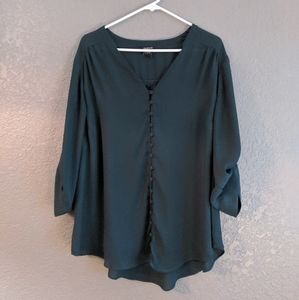 Torrid Dark Green Chiffon button down blouse